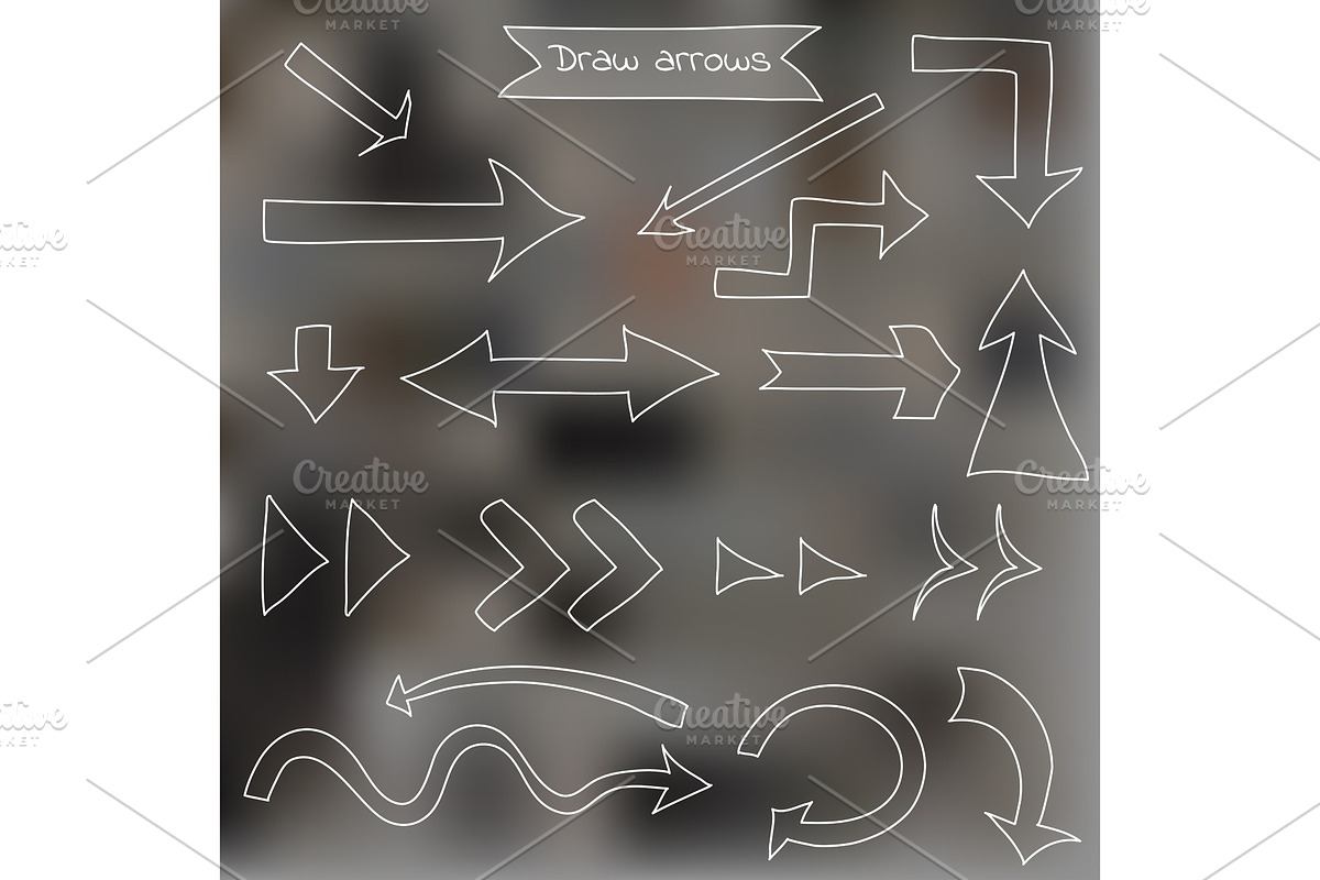 Set of draw arrows on blurred in Illustrations - product preview 8