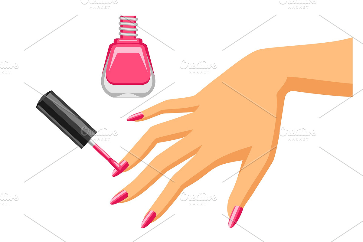 Woman is doing manicure. in Illustrations - product preview 8