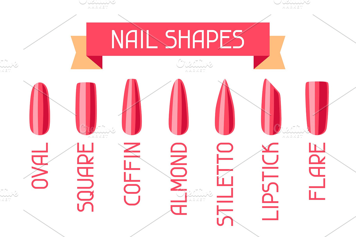 Acrylic nail shapes set. in Illustrations - product preview 8