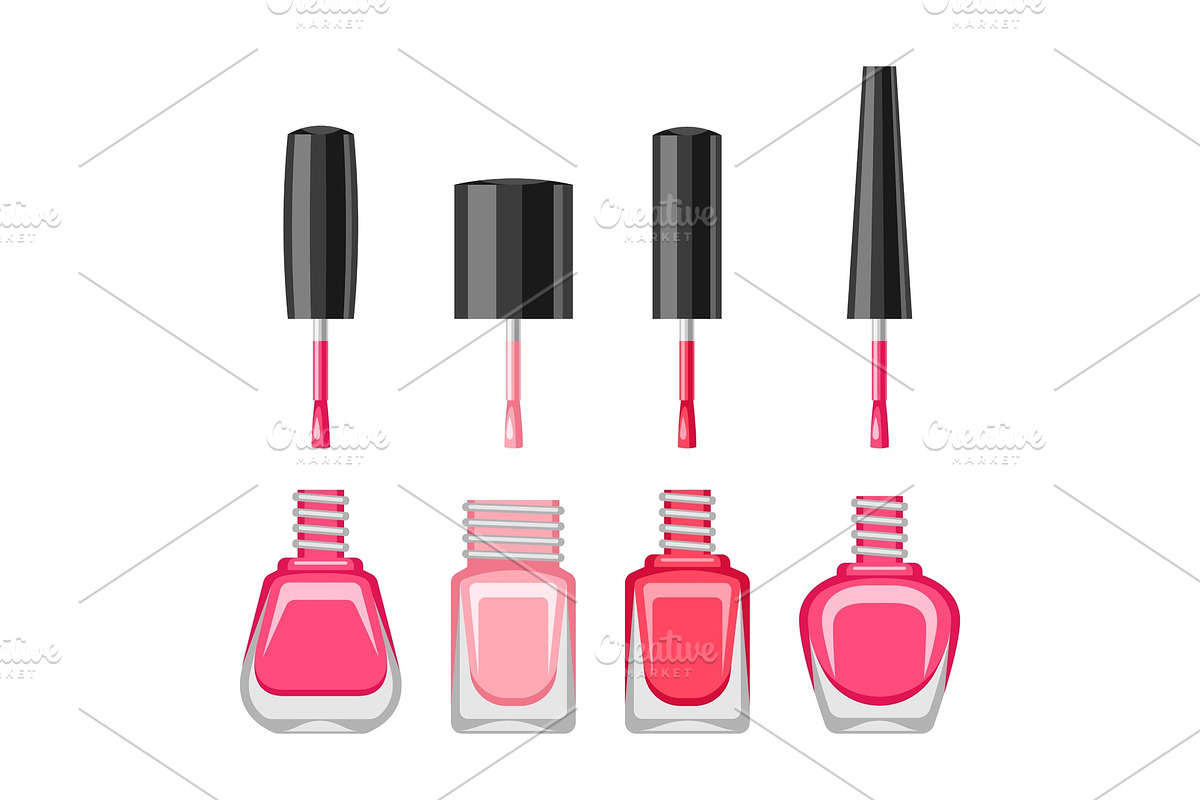 Set of bottles with nail polish. in Illustrations - product preview 8