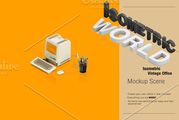 Isometric Vintage Office Mockup in Mobile & Web Mockups - product preview 1