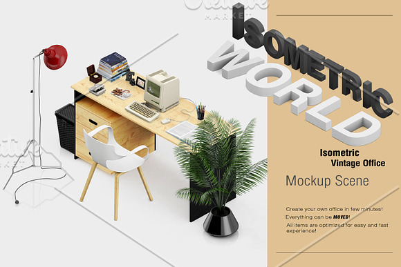 Isometric Vintage Office Mockup in Mobile & Web Mockups - product preview 2