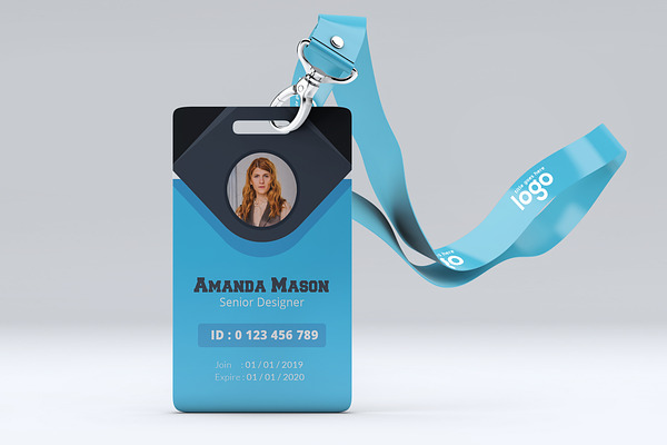 Blue and Black ID Card Design