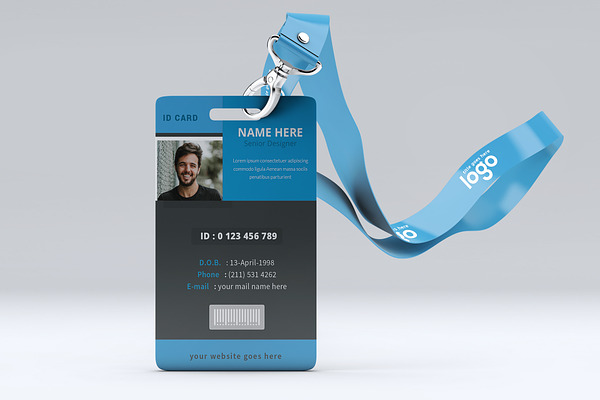 Blue and Black ID Card Design 