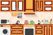 Kitchen with appliances and utensils
