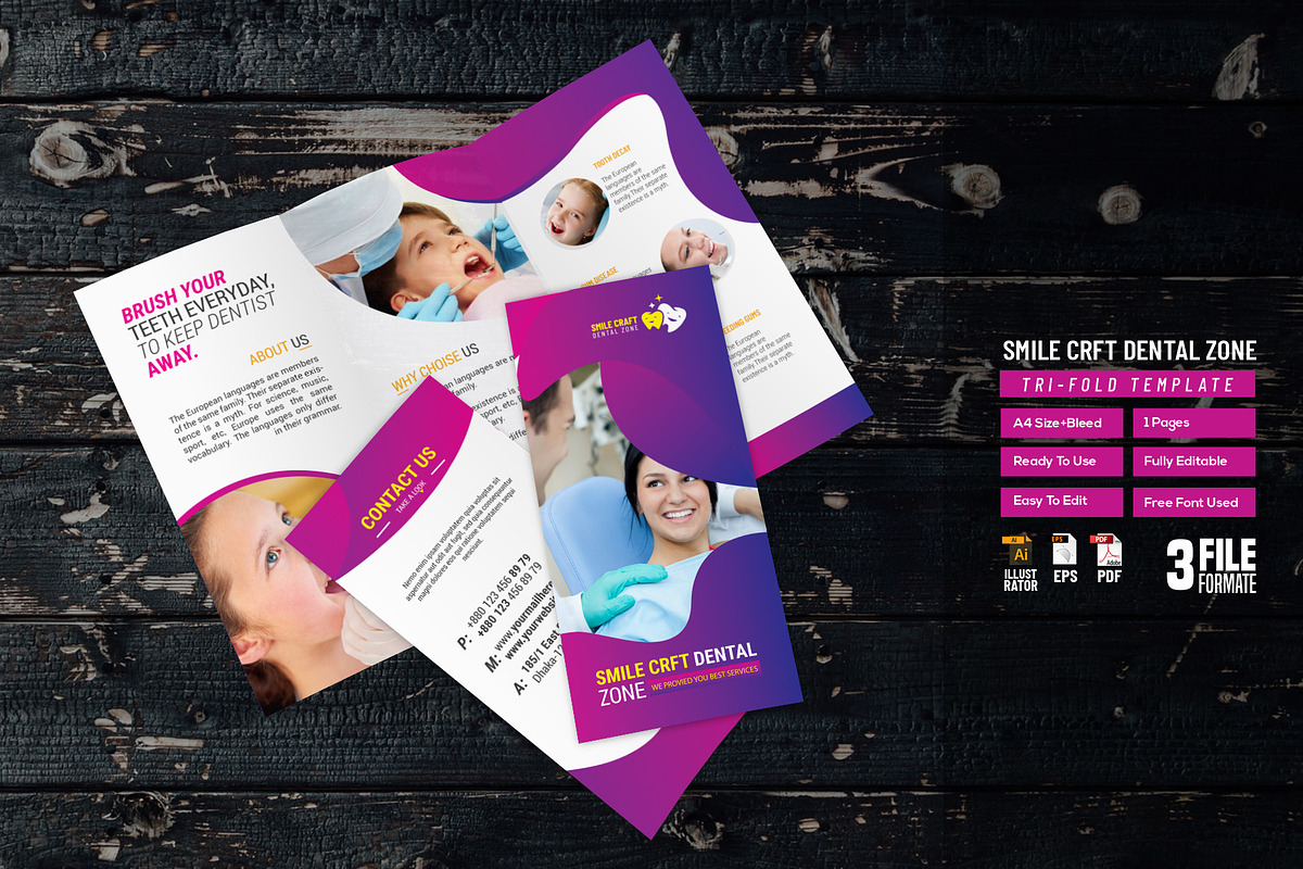 Smile Crft Dental Zone Tri-Fold in Brochure Templates - product preview 8