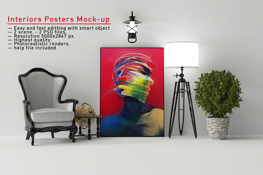 Interiors Posters Mock-up in Print Mockups - product preview 8
