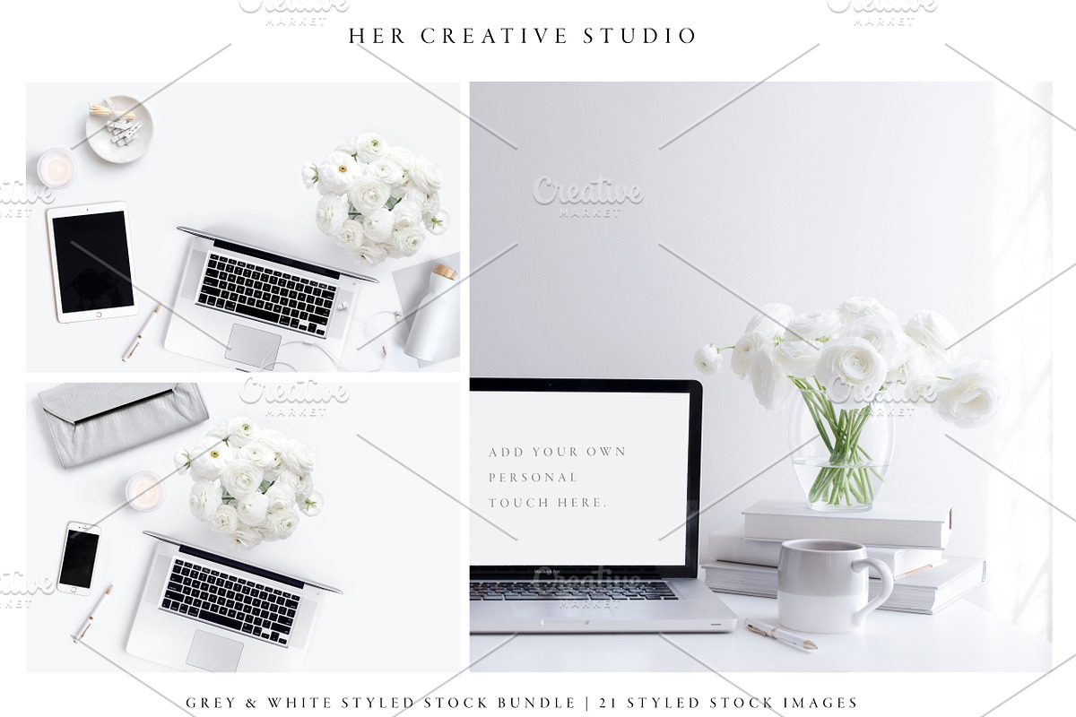 White & Grey Styled Stock Bundle in Mobile & Web Mockups - product preview 8