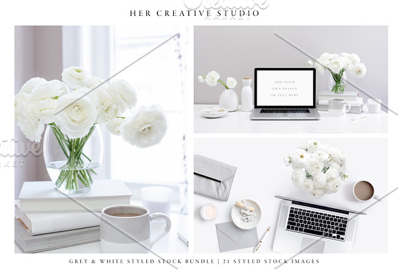 White & Grey Styled Stock Bundle in Mobile & Web Mockups - product preview 1