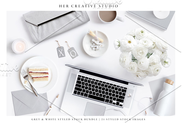 White & Grey Styled Stock Bundle in Mobile & Web Mockups - product preview 2