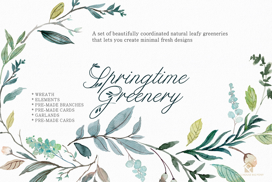 SPRINGTIME GREENERY SET in Illustrations - product preview 8