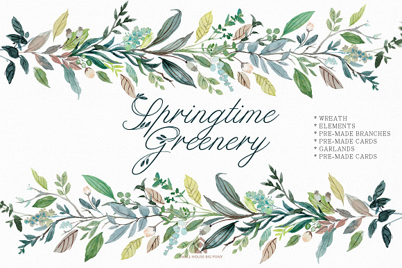 SPRINGTIME GREENERY SET in Illustrations - product preview 1