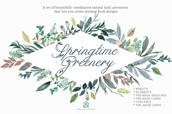 SPRINGTIME GREENERY SET in Illustrations - product preview 2