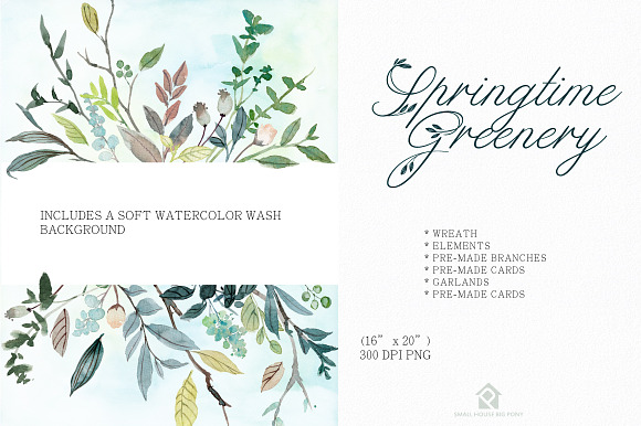 SPRINGTIME GREENERY SET in Illustrations - product preview 4