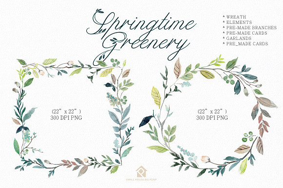 SPRINGTIME GREENERY SET in Illustrations - product preview 5