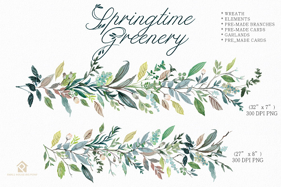 SPRINGTIME GREENERY SET in Illustrations - product preview 7