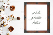 Cotton and Pinecones Frame Mockup