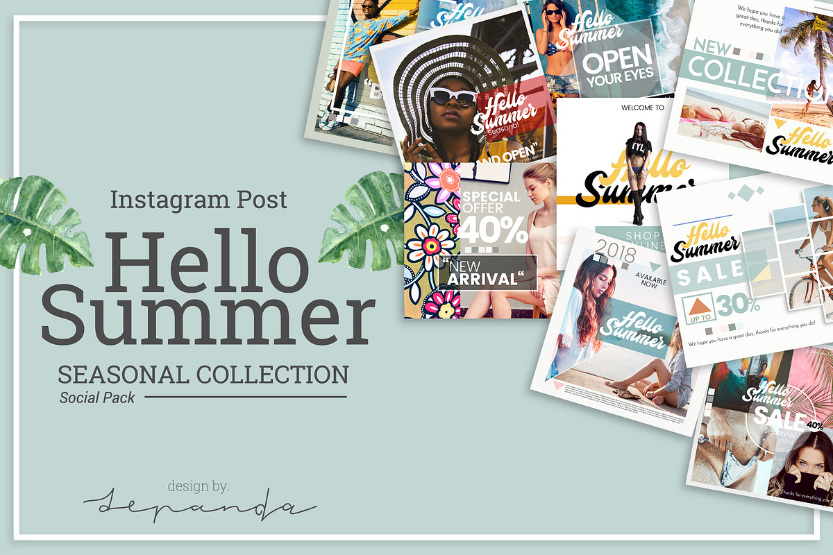 HELLO SUMMER_instagram post in Social Media Templates - product preview 8