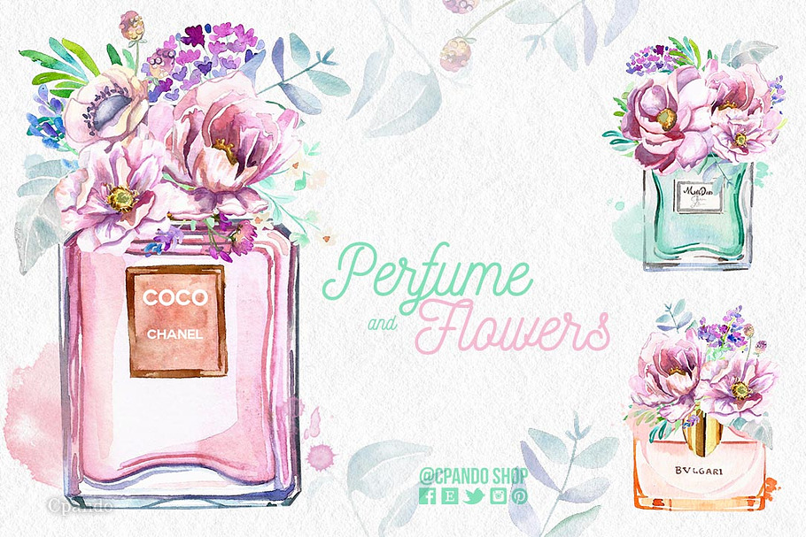 Perfume and flowers clip art