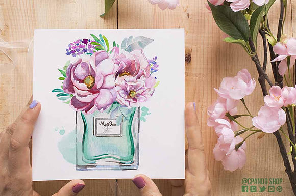 Perfume and flowers clip art in Illustrations - product preview 2