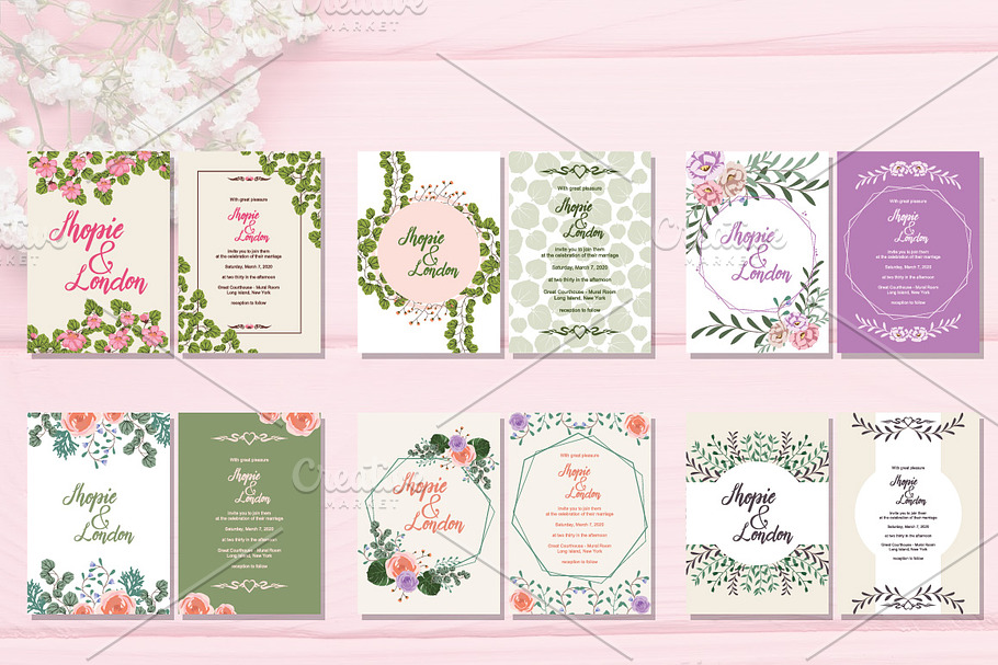6 Wedding Invitation Greeting Card in Wedding Templates - product preview 8