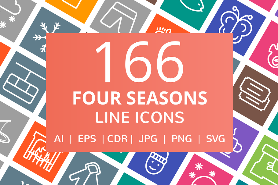 166 Four Seasons Line Icons in Graphics - product preview 8