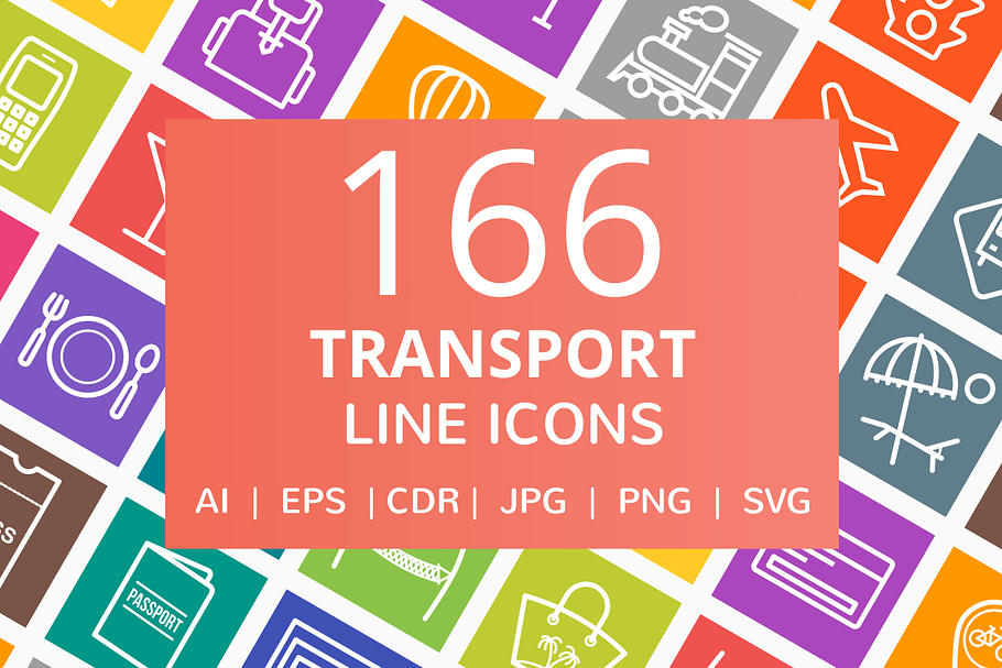 166 Transport Line Icons in Graphics - product preview 8
