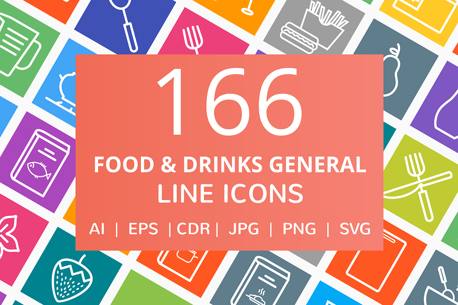 166 Food & Drinks General Line Icons