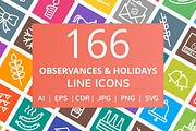 166 Observances & Holiday Line Icons