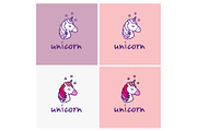Unicorn logos set