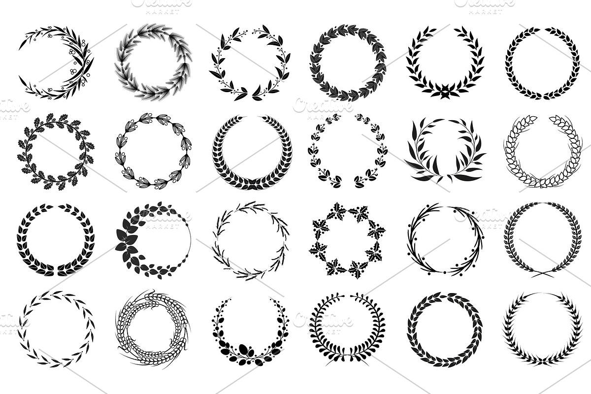 Wreaths Collection Black and White in Illustrations - product preview 8