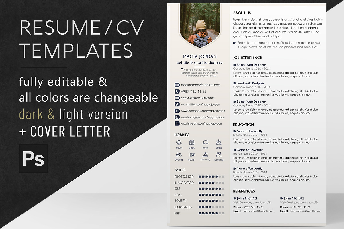 Resume / CV + Cover Letter Template in Letter Templates - product preview 8