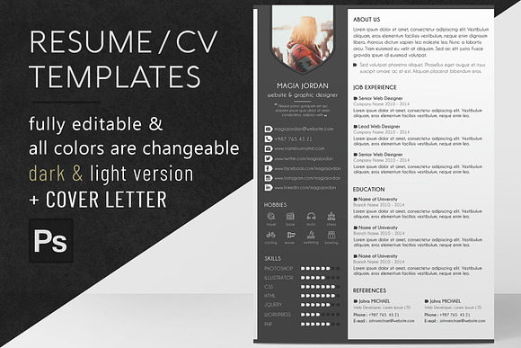 Resume / CV + Cover Letter Template in Letter Templates - product preview 1