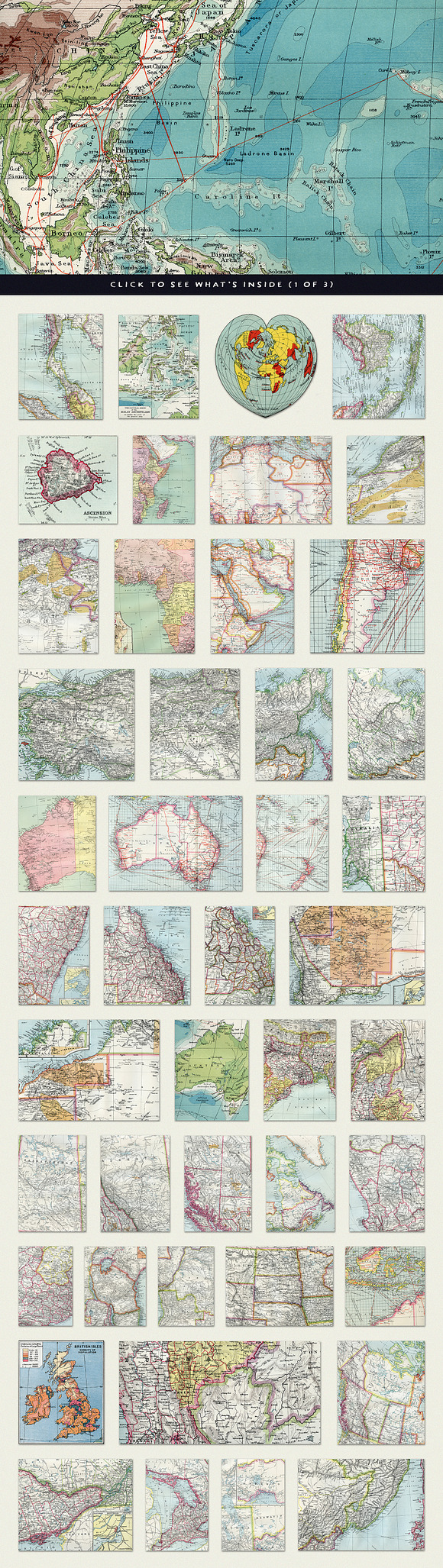 130 Vintage Maps of the World in Textures - product preview 3