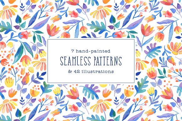 Watercolor Floral Patterns  in Patterns - product preview 4