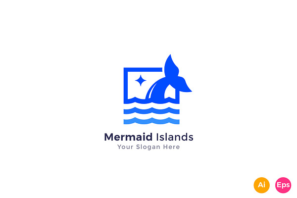 Mermaid Island Logo Template