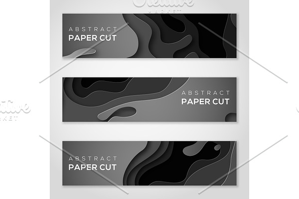 Banners with black paper cut