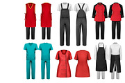 Set of overalls with worker 