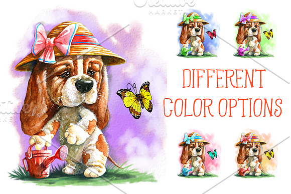 Dog and butterfly in Illustrations - product preview 1
