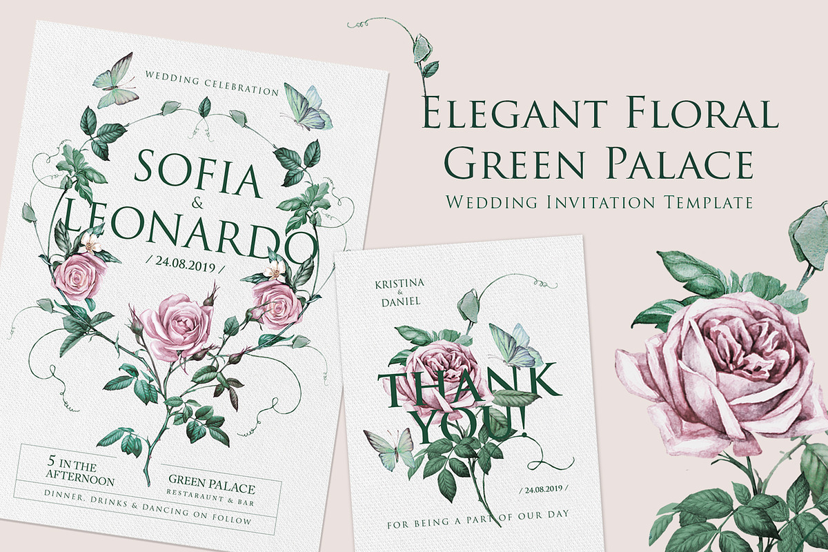 Green Palace Elegant Invita Template in Wedding Templates - product preview 8