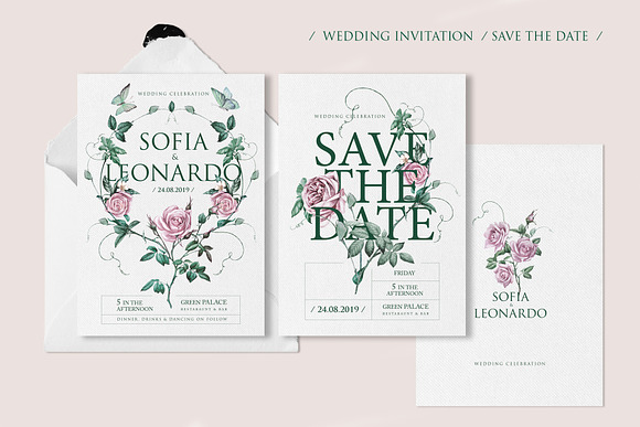 Green Palace Elegant Invita Template in Wedding Templates - product preview 1