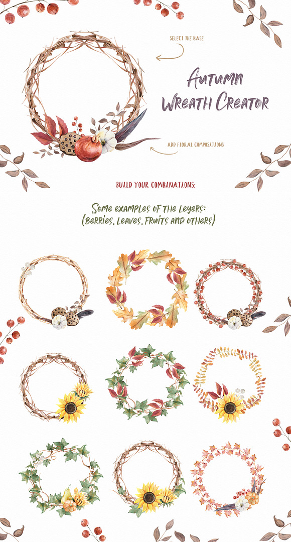 Autumn wreath creator in Illustrations - product preview 2