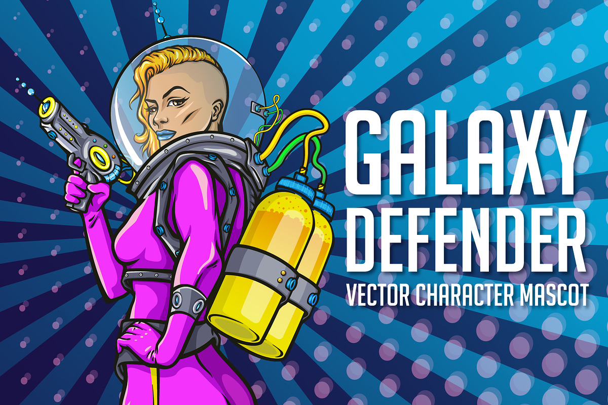 Galaxy defender mascot in Illustrations - product preview 8