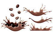 Splash of coffee with beans