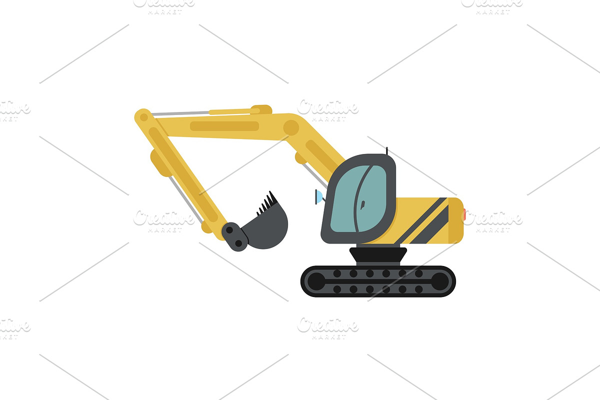 Crawler Excavator Flat Icon in Illustrations - product preview 8
