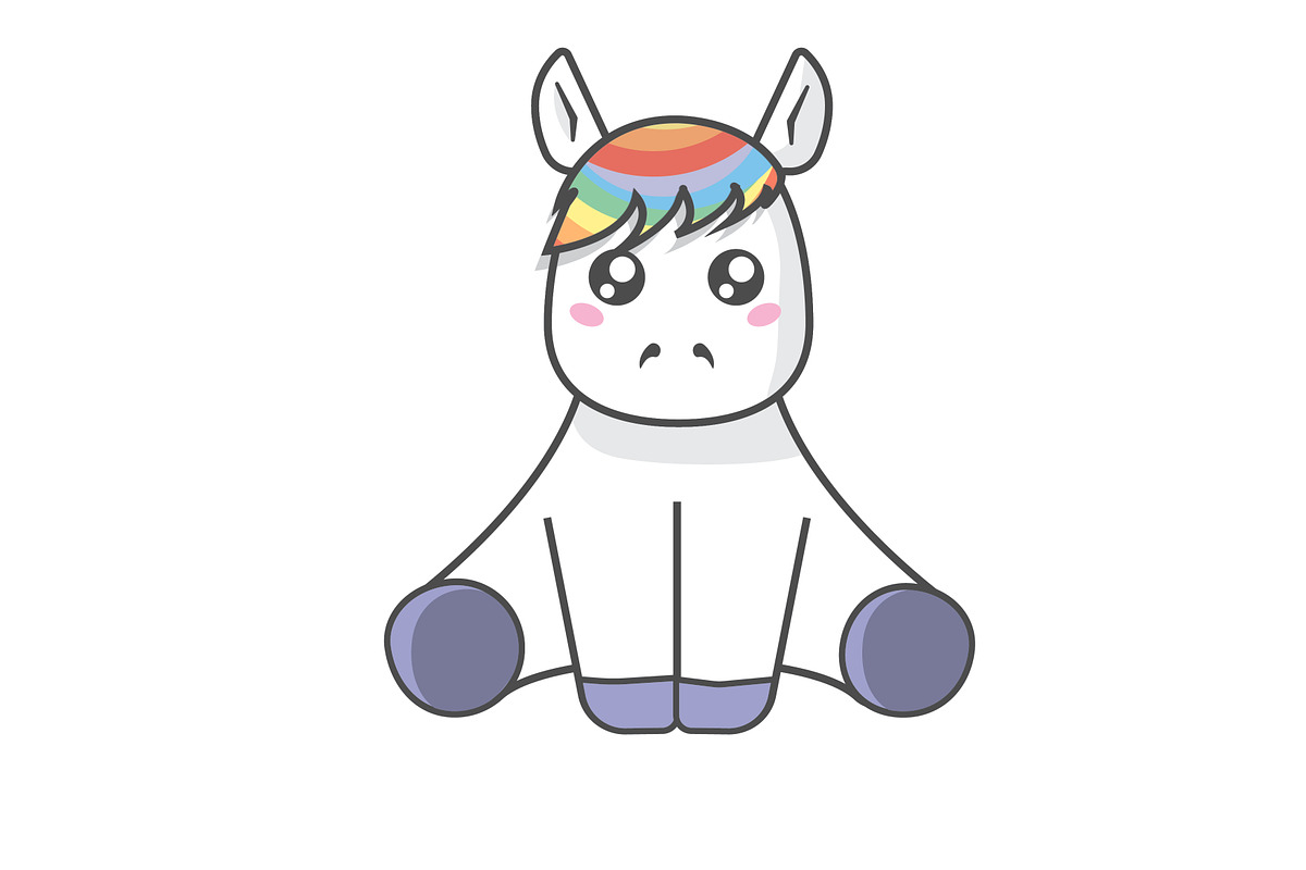 Rainbow Kawaii Unicorn Horse in Graphics - product preview 8