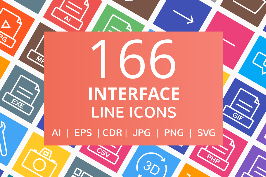 166 Interface Line Icons