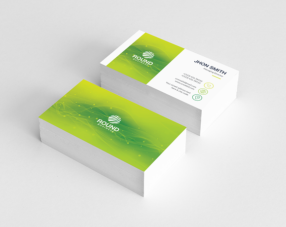 Green Colour Business Card in Business Card Templates - product preview 2