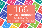 166 Nature & Outdoor Line Icons