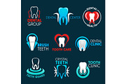 Dental clinic, dentist office icons